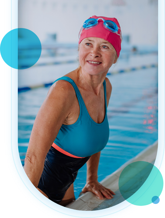 Older Woman Getting Out of Pool